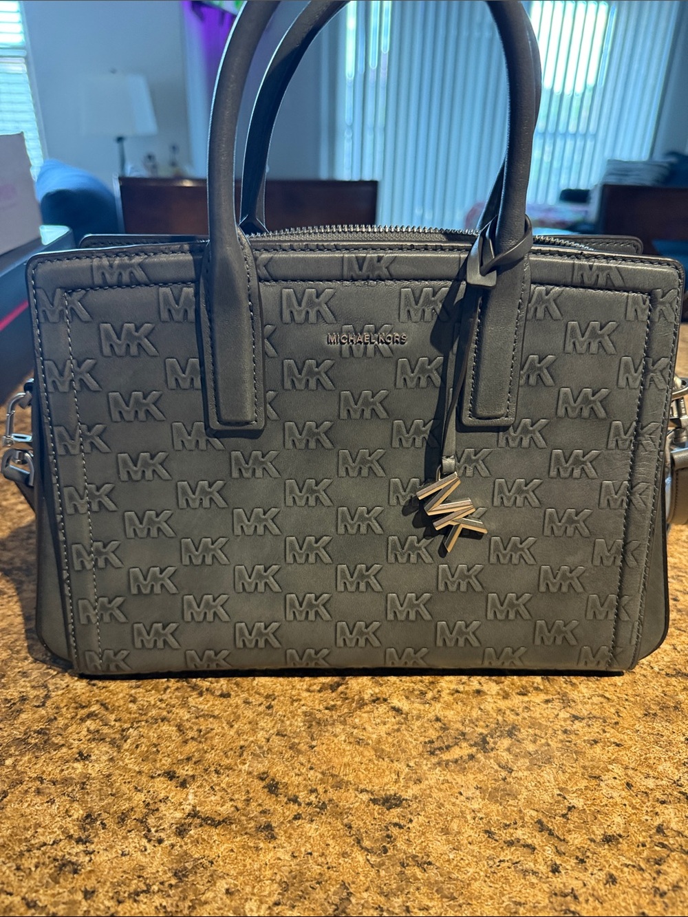 Michael Kors Dark grey MK Embossed Satchel